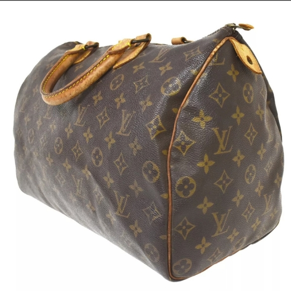 LOUIS VUITTON LV SPEEDY 35 TRAVEL HAND BAG MONOGRAM LEATHER BROWN M41524 62JD308 - Picture 2 of 10